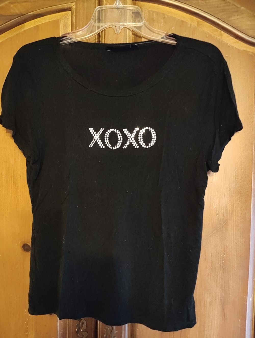 XOXO Black Short Sleeve Tee with Rhinestone XOXO